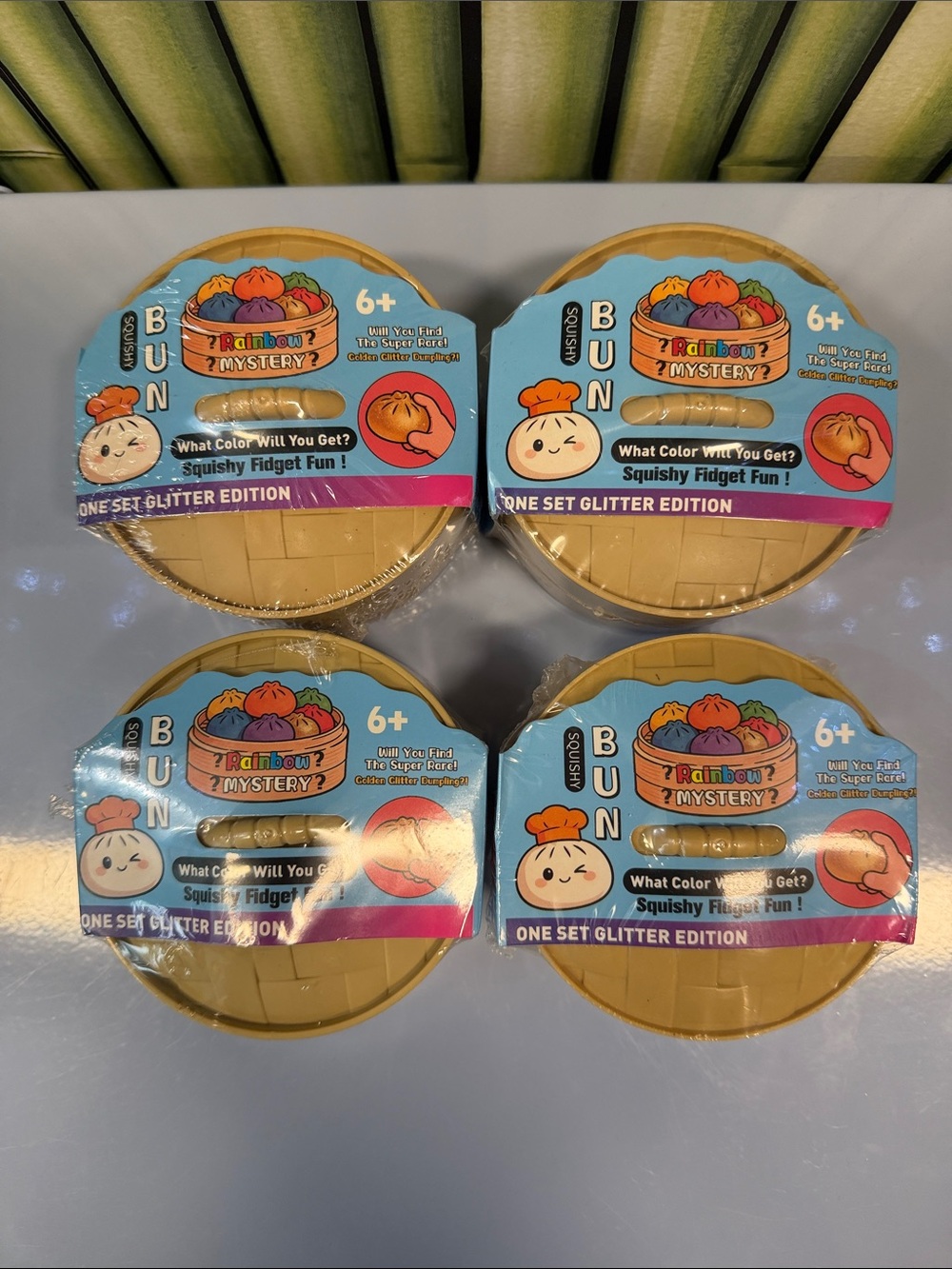 Rainbow Mystery Squishy Dumplings! Glitter Edition Fidget Toy - Lot of 4 New!
